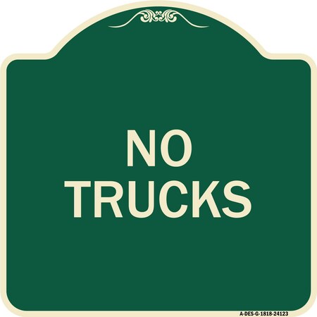 Signmission Designer Series Driveway No Trucks, Green & Tan Heavy-Gauge Aluminum Sign, 18" x 18", G-1818-24123 A-DES-G-1818-24123